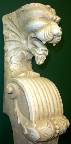 Lion face fire place mantel - fire,